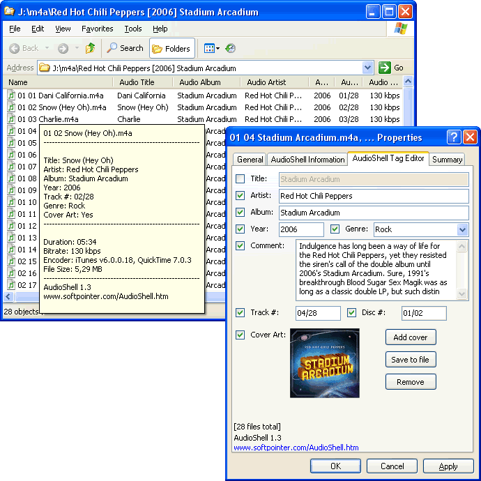  Tags on Audioshell   Mp3 Wma M4a Mp4 Ogg Ape Flac Tag Editor Windows Shell