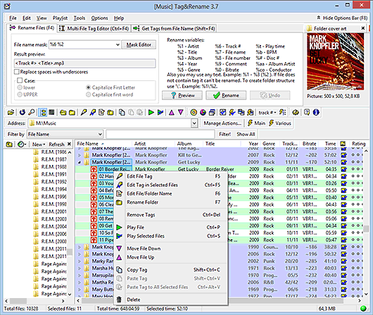 Mp3 music organizer: easily handles all popular digital audio files tags.